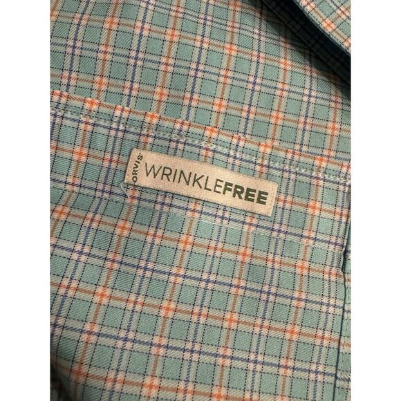 Orvis Men’s Light Blue Orange Wrinkle Free Men’s Medium Button Front Dress Shirt - Picture 6 of 9